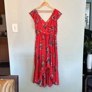 Soprano V-Neck Floral Faux Wrap Dress